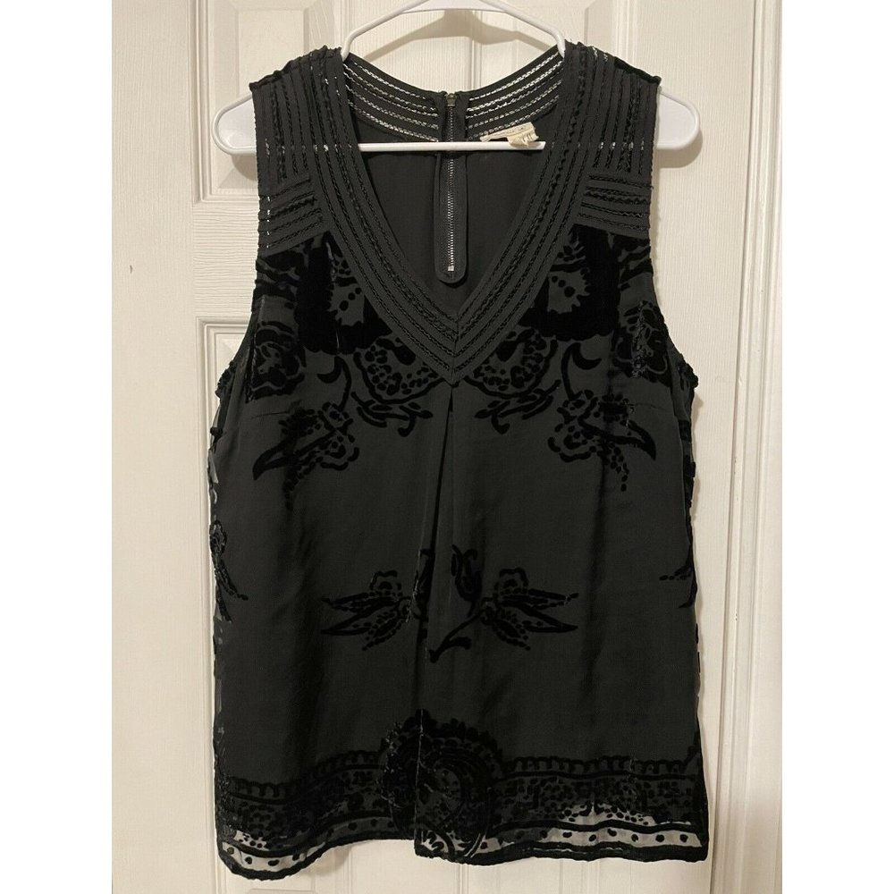 Meadow Rue Women Black Sleeveless Blouse L